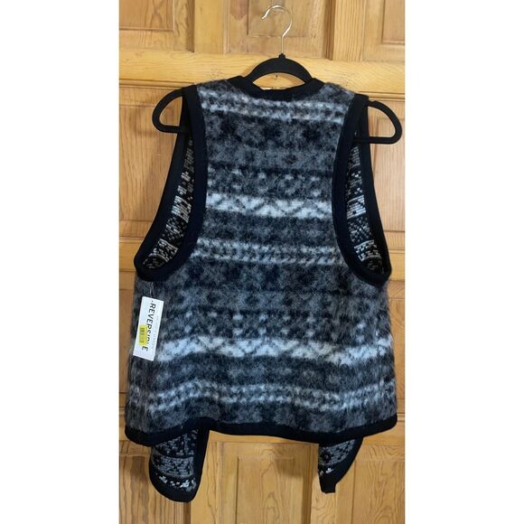 KAREN KANE REVERSIBLE SWEATER VEST NEW WOMENS NORIC WEAVE BLACK GREY SIZE‎ M - Picture 2 of 8
